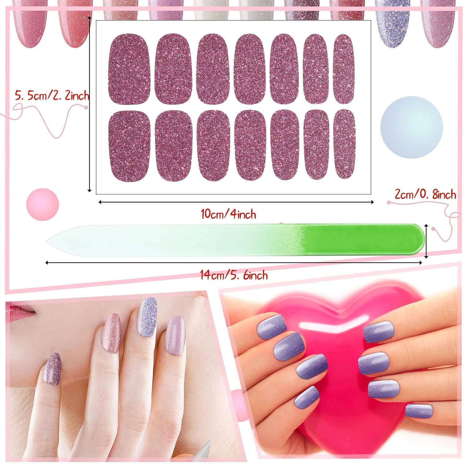 Maitys 336 Pieces Self-Adhesive Gel Nail Polish Strips with File for Women - Image 3