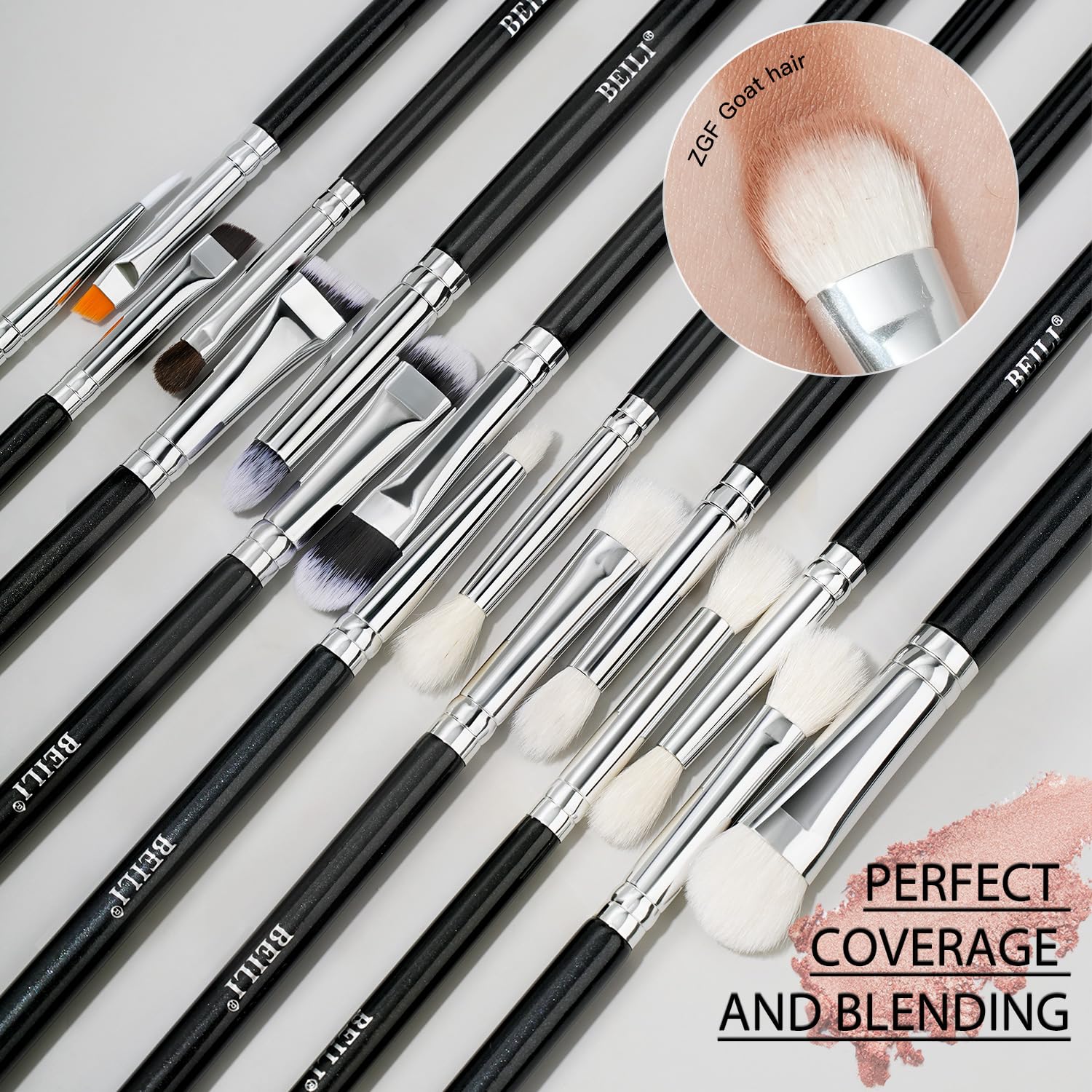 BEILI 30-Piece Black Professional Makeup Brush Set with Synthetic Kabuki and Eye Brushes - Image 8