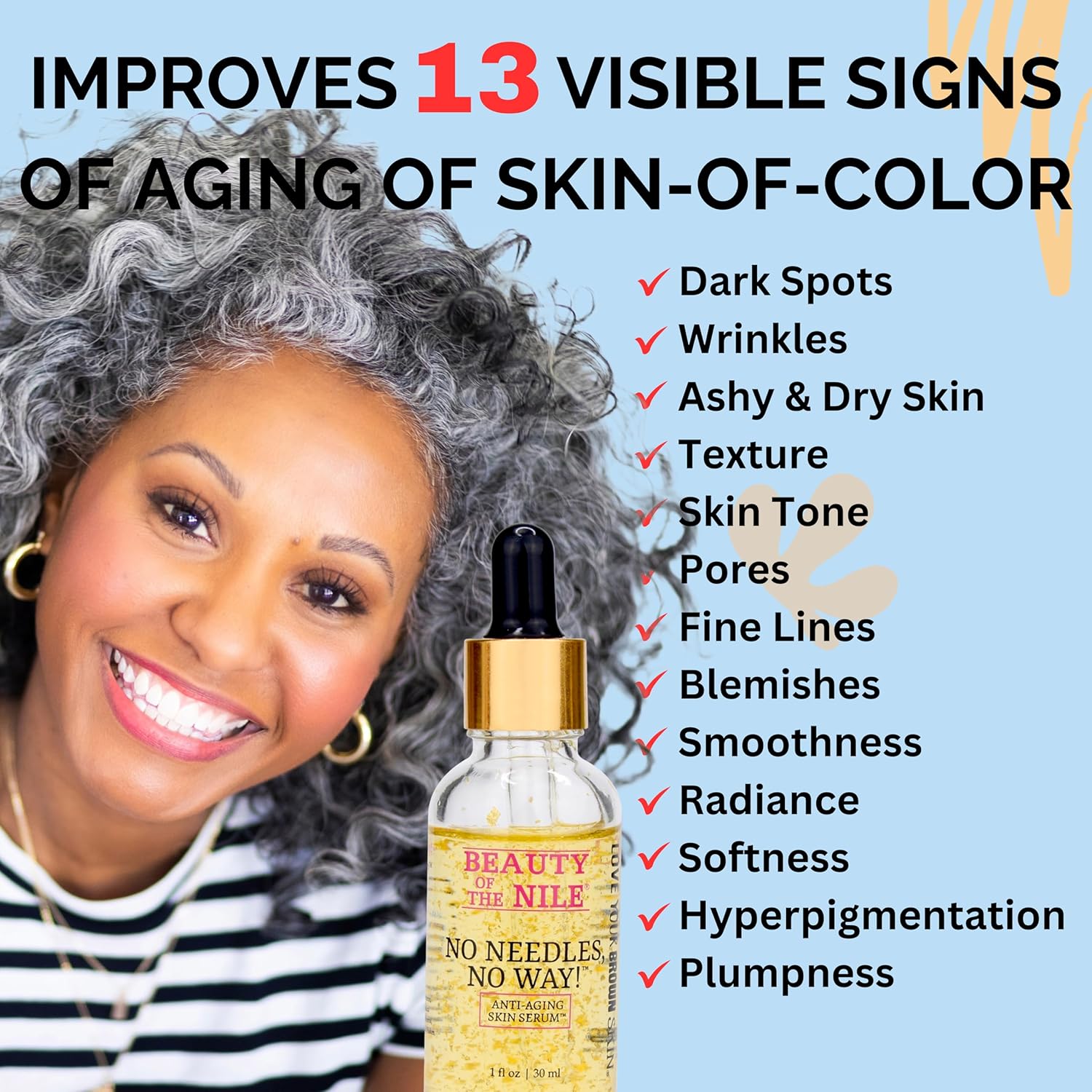 No Needles No Way Anti Aging Serum 1 Oz for Skin of Color Hydrates Smooths Even Tone - Image 3