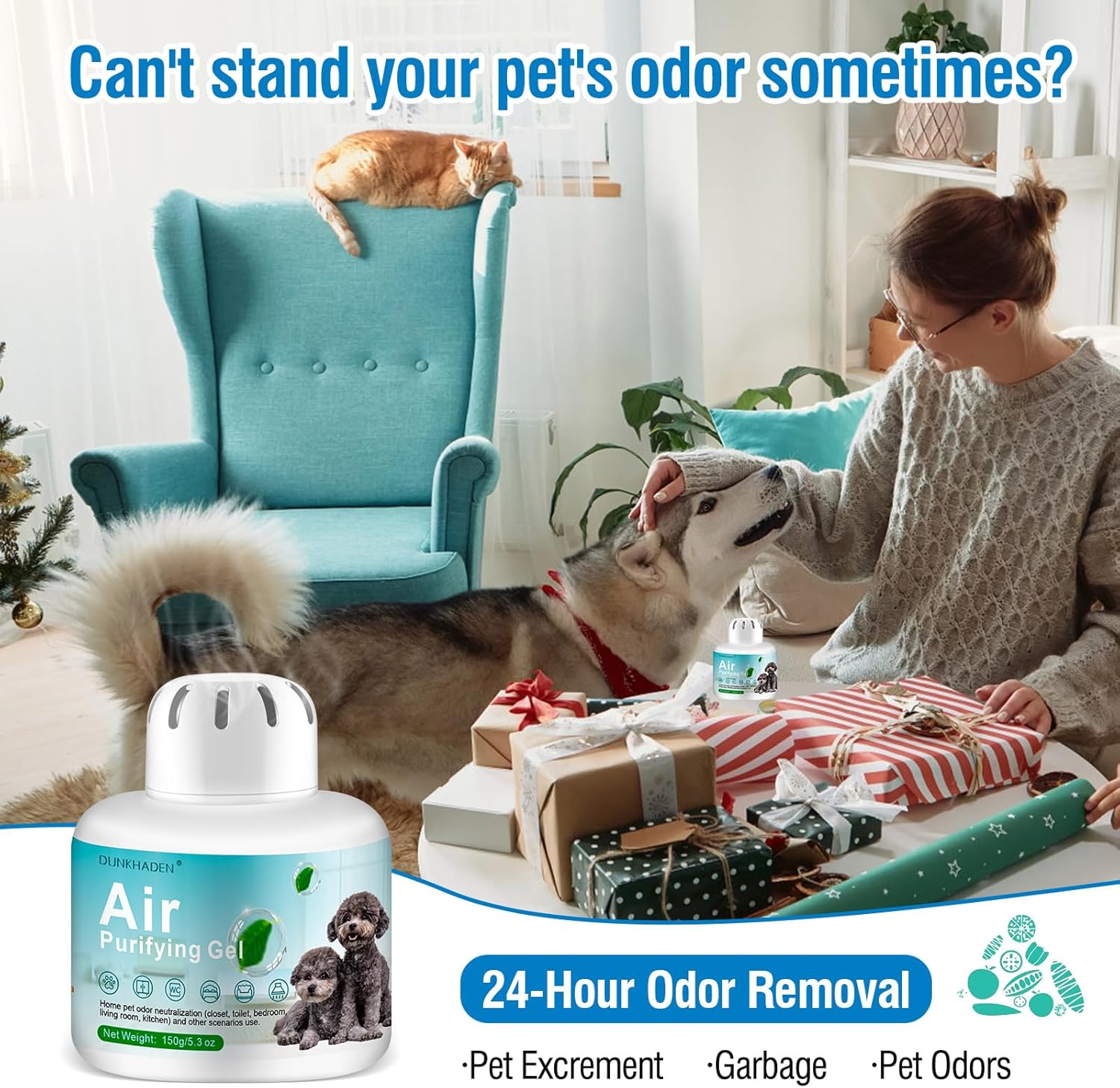 5.3 oz Pet Odor Eliminator Air Purifying Gel for Home and Cat Litter Deodorizing - Image 2