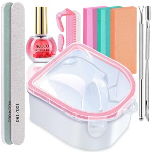 Nail Soaking Bowl, IKOCO Gel Nail Polish Remover Kit with Manicure Bowl, Cuticle Oil, Easily Soak off Dip Powder Remover for Salon-Quality Results at Home, Pink