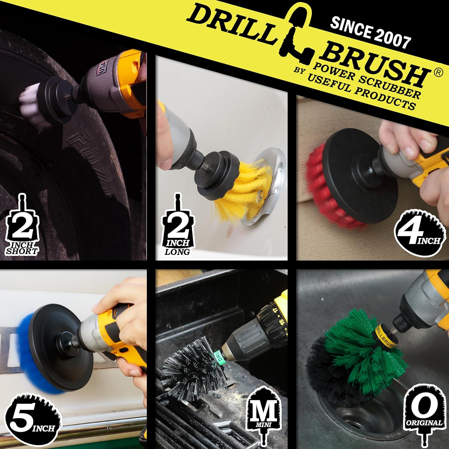 Multi-Pack Drill Brush Attachment Set for Car, Truck, Carpet, Boat, and Grill Cleaning - Image 2