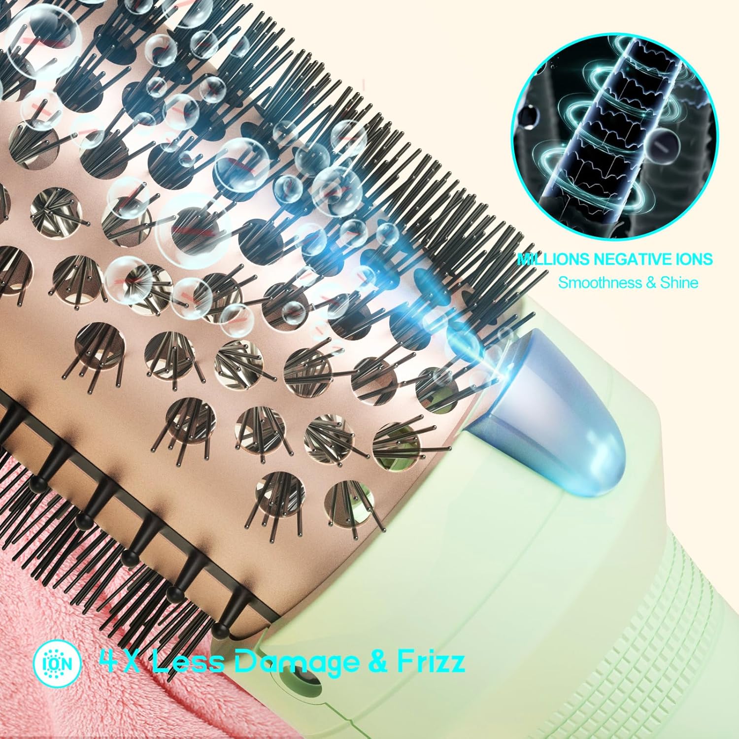 K&K Pro 1 3/4 Inch Ionic Heated Round Thermal Brush for Smooth Curls - Image 3
