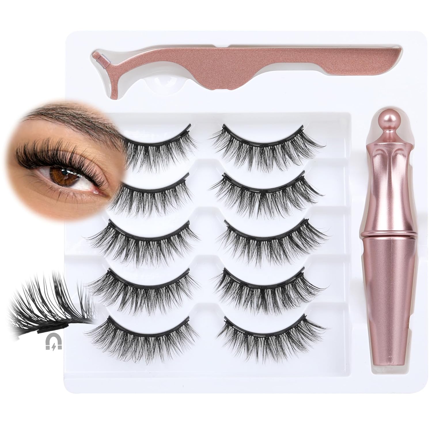 New! Magnetic Eyelashes Kit for Effortless Cat Eye Look, 5 Pairs Included - Image 8