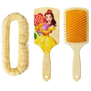 LUV HER Kids Hair Brush & Spa Headband Set for Girls - Features Disney Bella from Beauty & Beast - Fun Grooming Kit for Detangling, Styling & Skincare - Soft & Stretchy One Size, Ages 3+