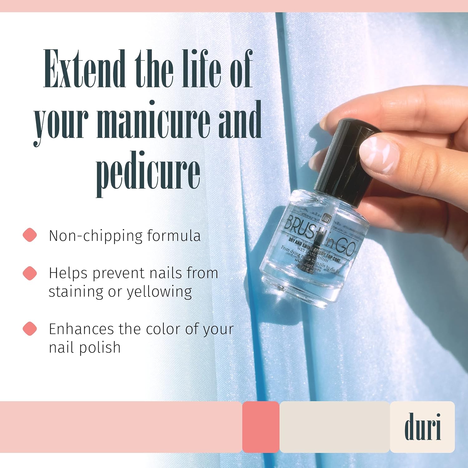 Duri Brush'n Go Dry and Shine Top Coat with Drop'n Go Nail Polish Drying Drops Combo Pack - 2 Piece Set - Image 3