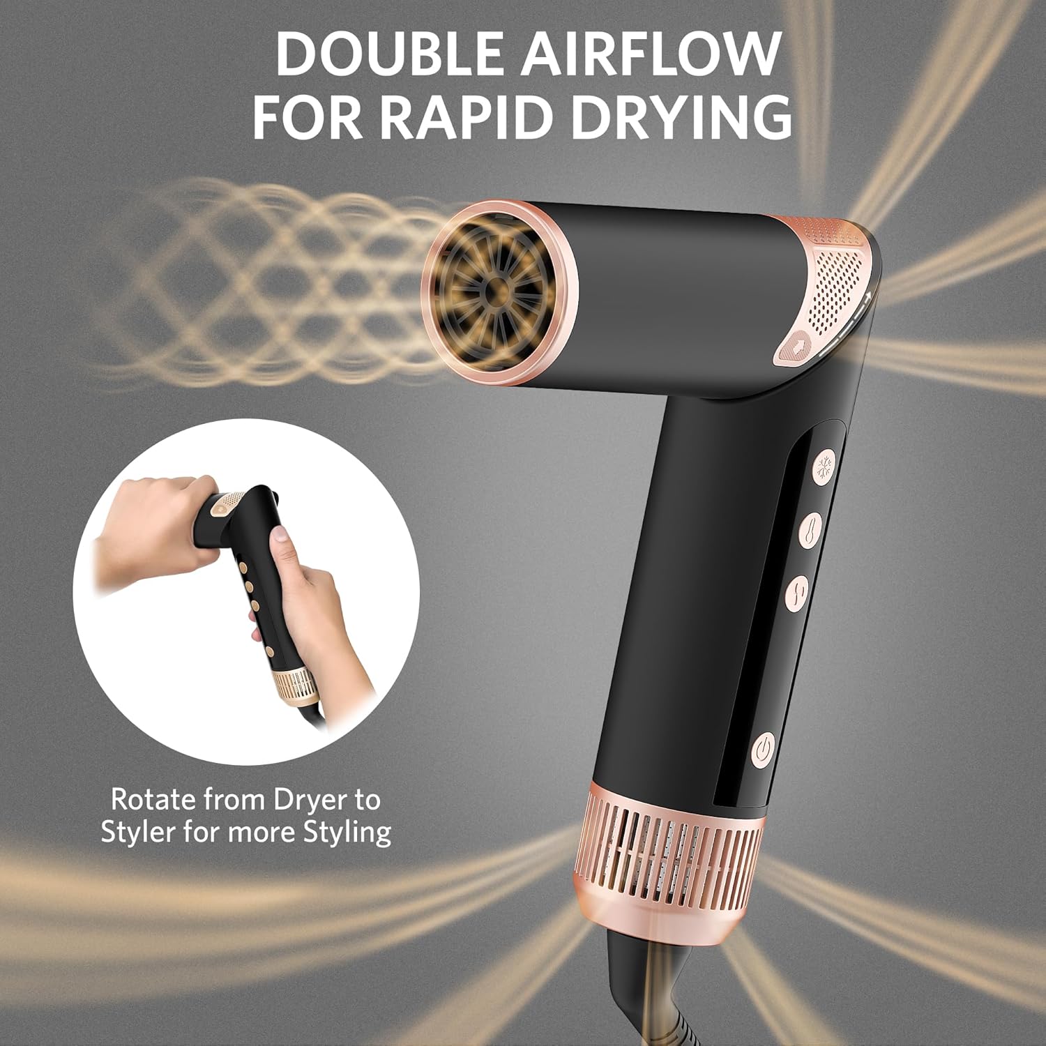Hair Dryer Brush – 5-in-1 Hair Styler Set, Auto Air Wrap Curlers, Straightener, Frizz-Free Fast Drying, Volumizing, 110,000 RPM Blow Dryer with 200 Million Ions – Multi-Styler & Travel Case - Image 5