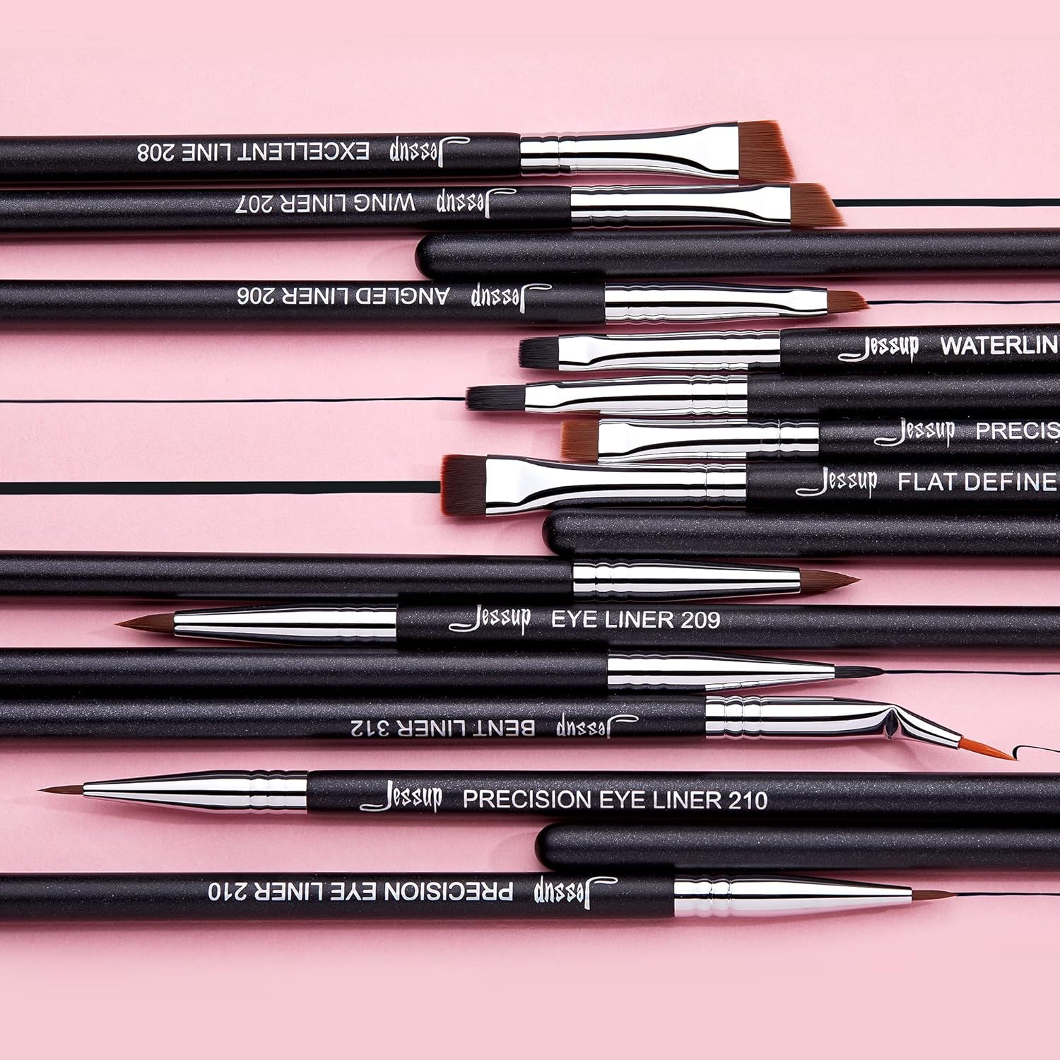 Jessup 11-Piece Eyeliner Brush Set for Precision Liner, Angled & Ultra Fine Tips - Image 8