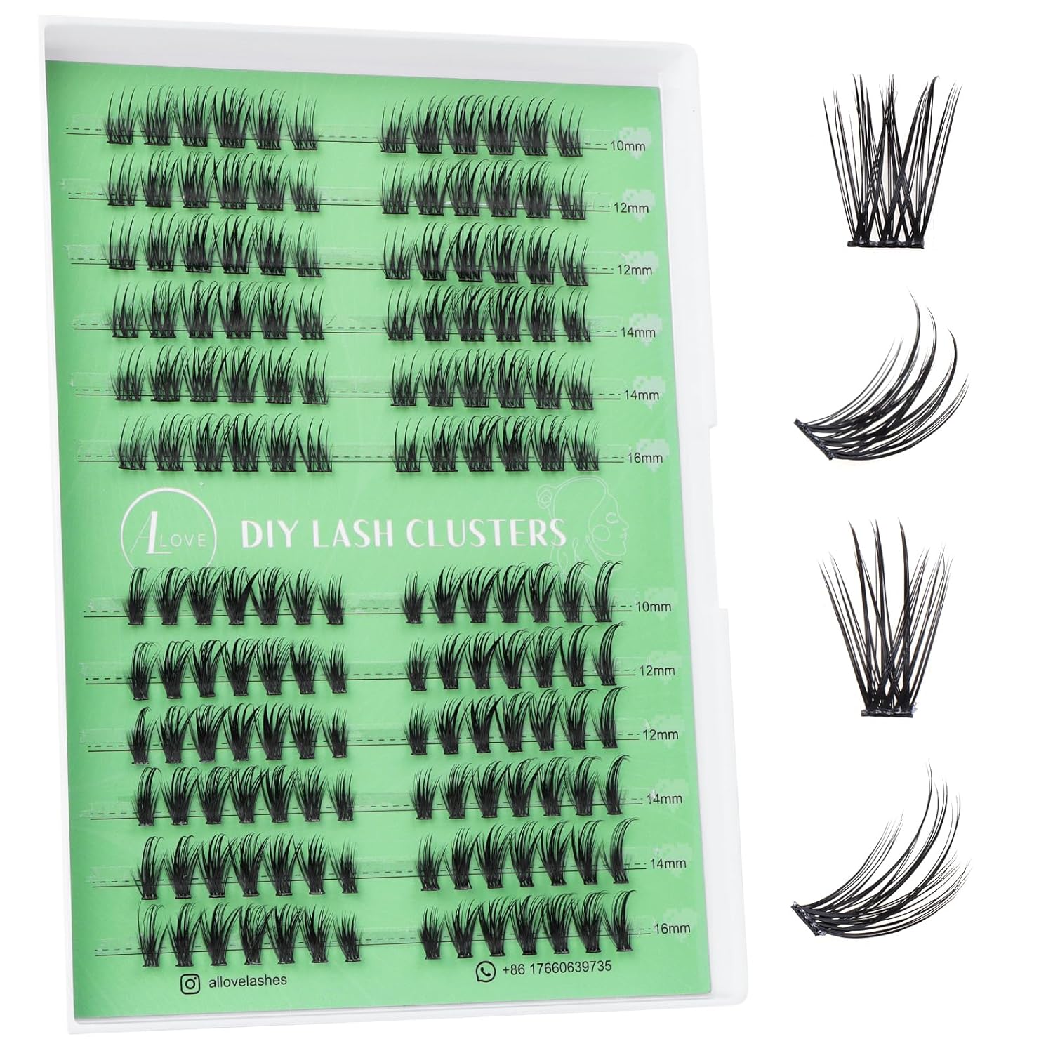 ALLOVE Cat Eye Lash Clusters Individual Lashes Wispy DIY Lash Extensions Multi-type 0.07mm D Curl 10-16mm Natural Cluster Eyelash Extensions for Self Application at Home