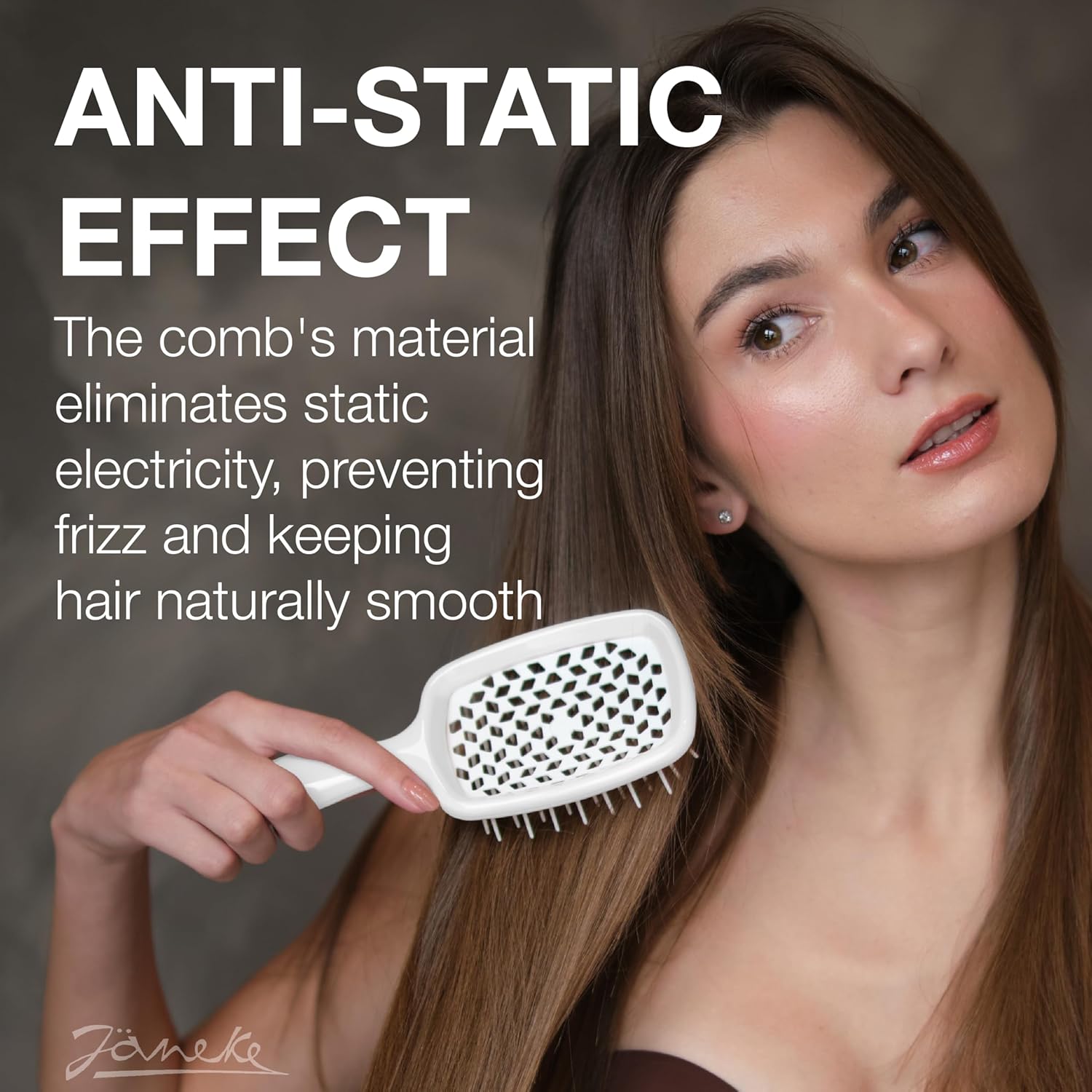 Janeke Superbrush Detangling Hair Brush with Anti-Static Bristles, All Hair Types, White - Image 5