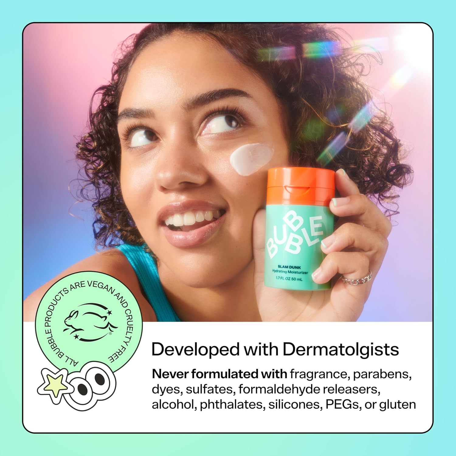 Bubble Skincare Slam Dunk Hydrating Face Cream Bundle - Dry Skin Formula with Vitamin E and Aloe Vera, 50ml + 10ml - Image 8