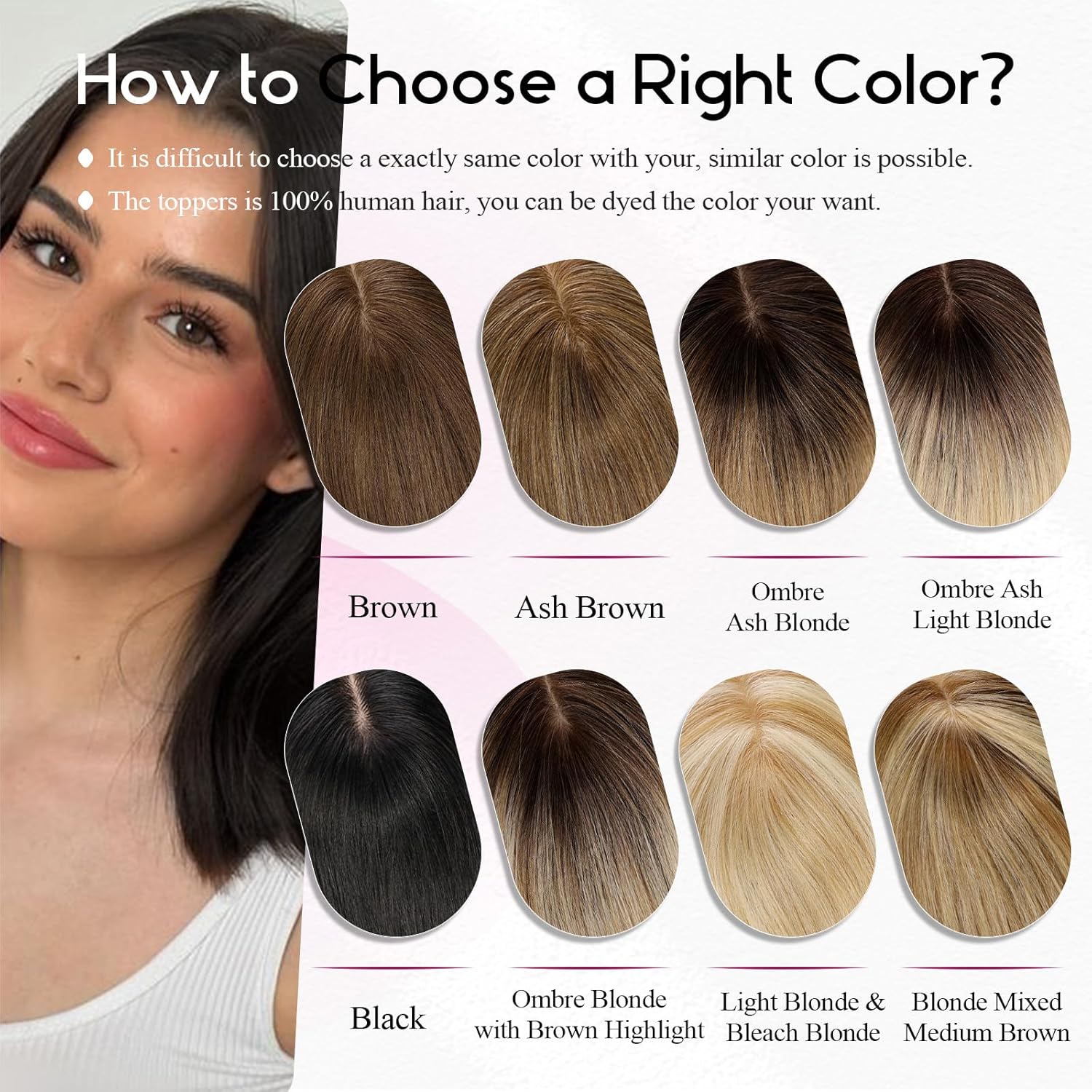 EMMOR 12 Inch Ombre Blonde Human Hair Topper, 5"x6" Big Base for Women - Image 7
