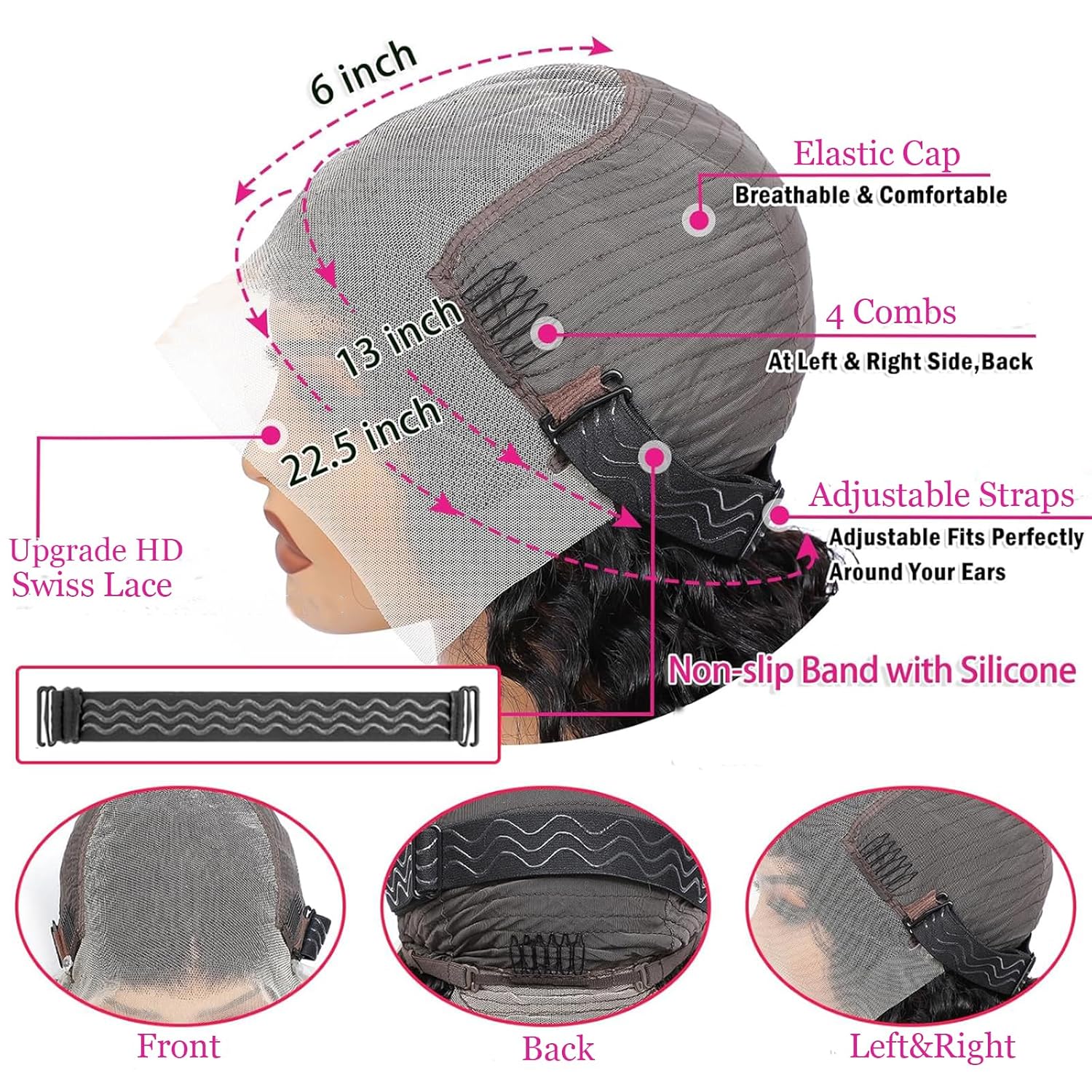 30 Inch 200% Density Deep Wave Natural Black Lace Front Wig - Image 5