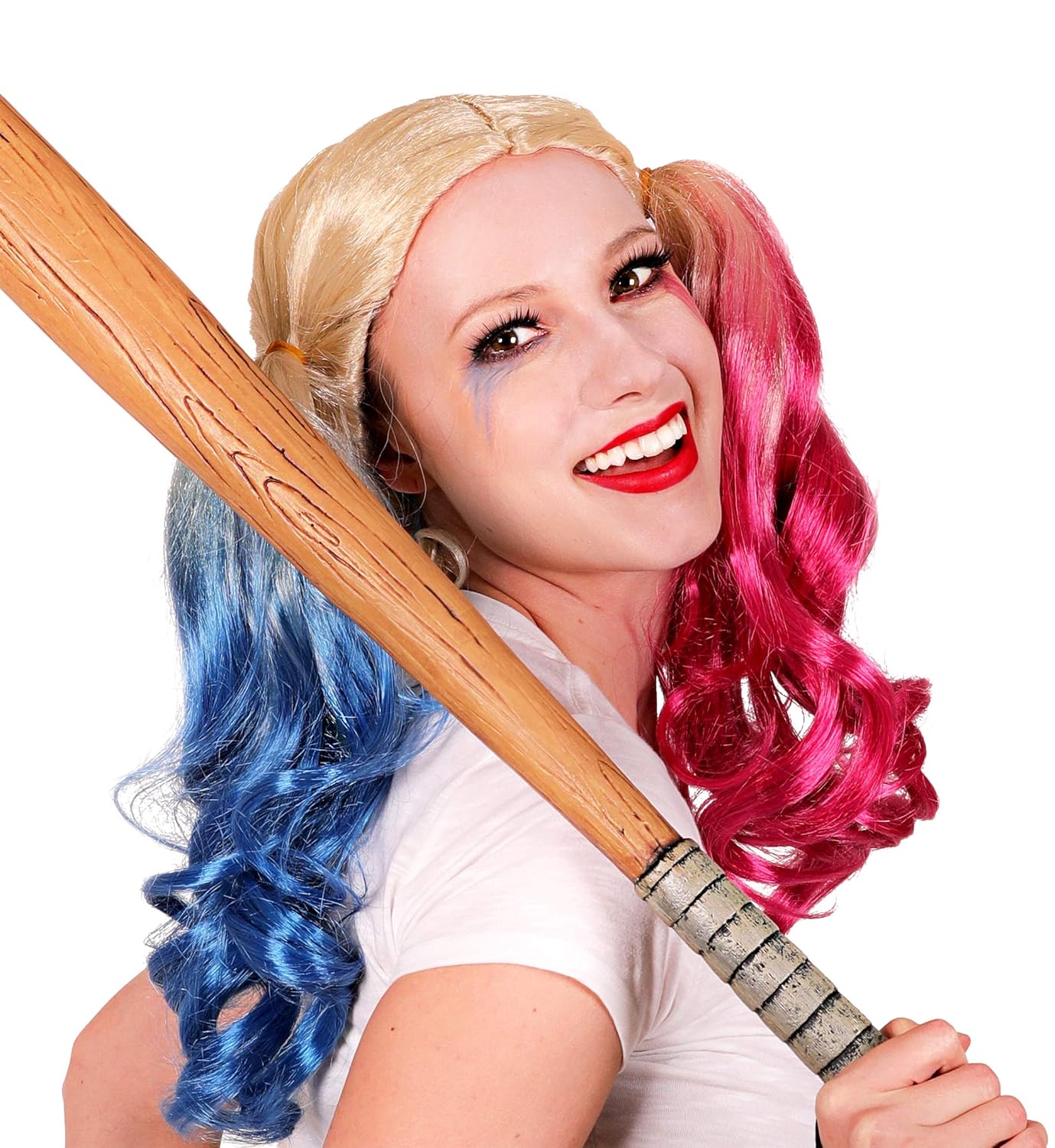 Harley Quinn Wig for Girls and Women - Pink and Blue Clown Costume Accessory - Image 6