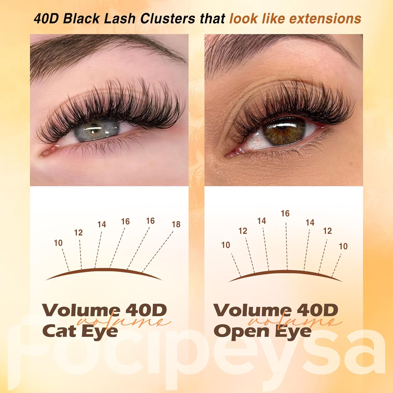 Focipeysa Thick Lash Extension Kit with 40 Full Volume Lash Clusters and Glue, 10-18MM - Image 5