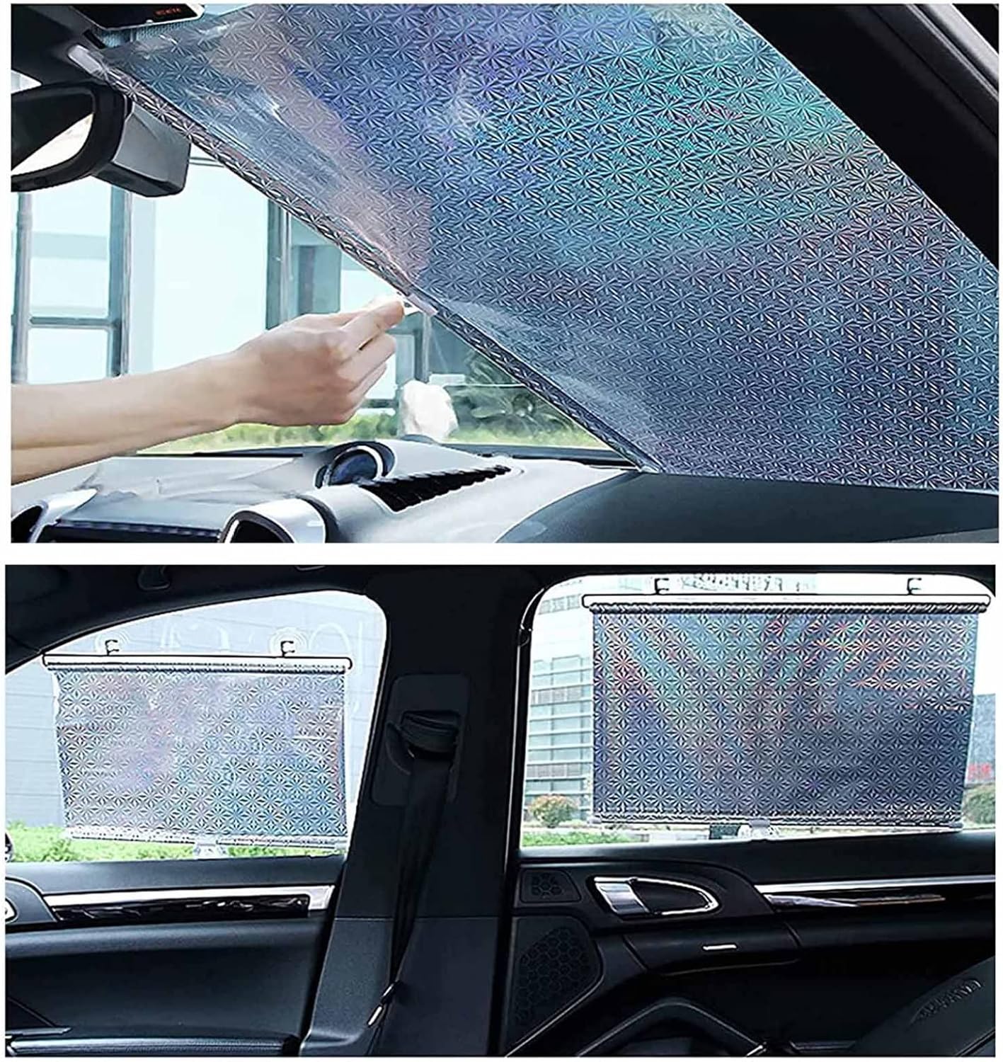 Adjustable Portable Blackout Roller Blind Sun Protection Silver 40x60cm with Suction Cups - Image 7