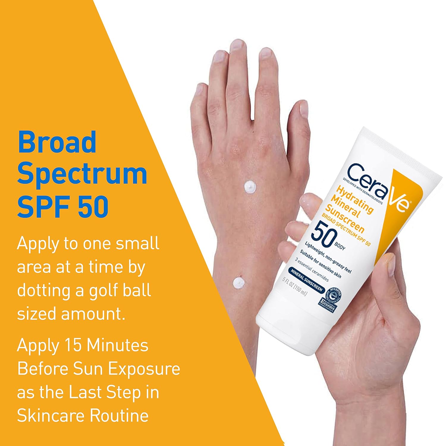 CeraVe 5 oz Mineral Sunscreen SPF 50 with Zinc Oxide, Titanium Dioxide, and Ceramides - Image 4