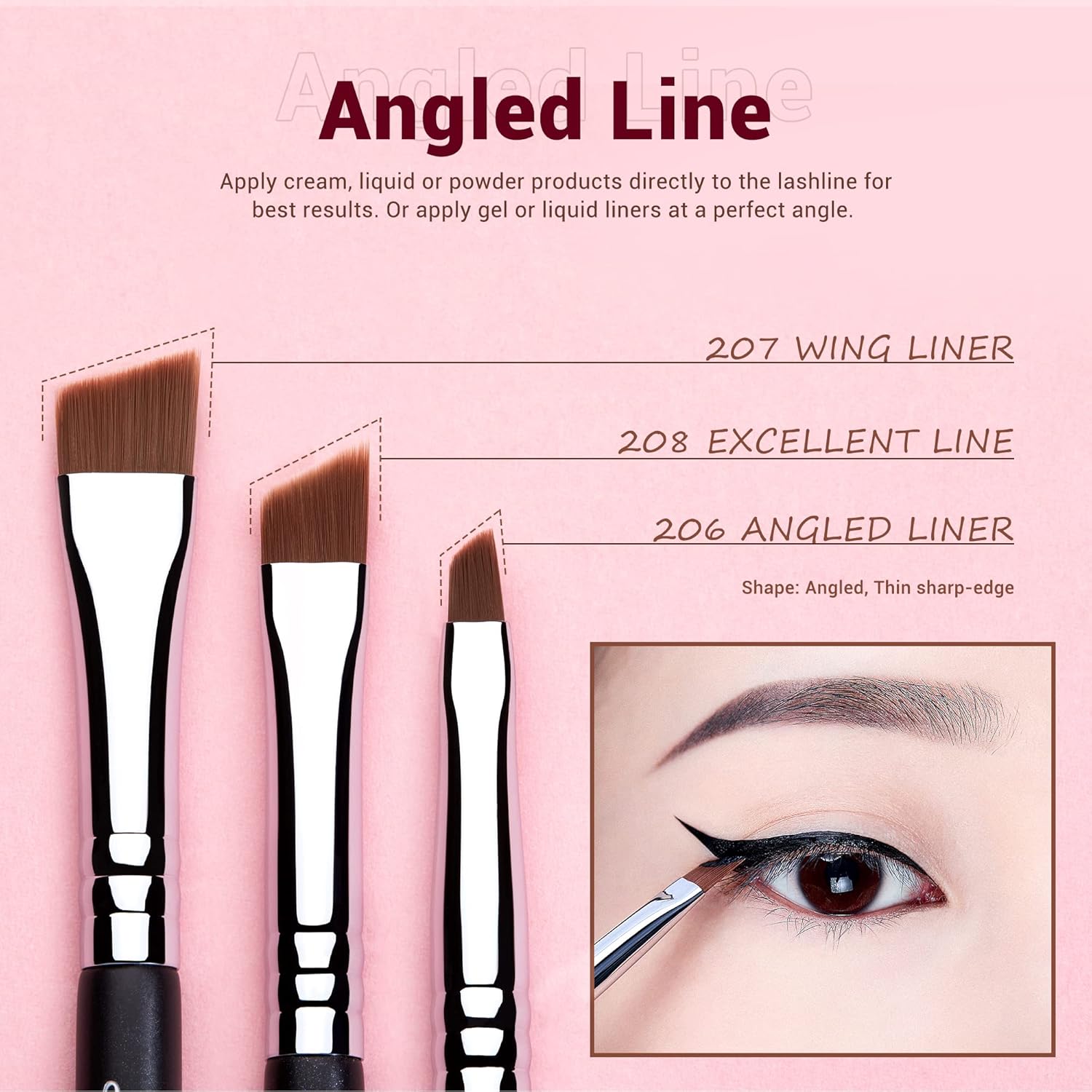 Jessup 11-Piece Eyeliner Brush Set for Precision Liner, Angled & Ultra Fine Tips - Image 4