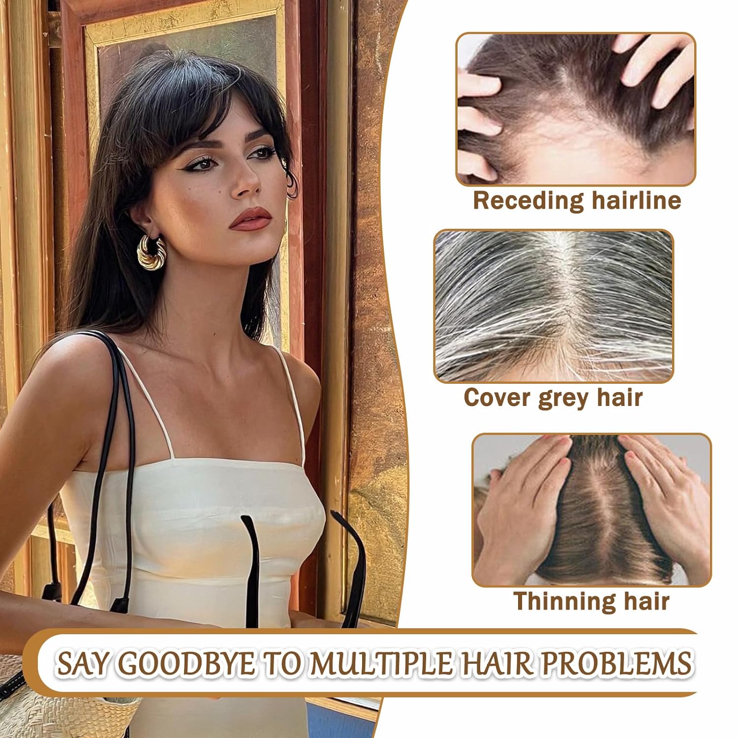 Dark Brown 100% Real Human Hair Clip-in Topper Extensions 360° 3D Coverage - Image 5