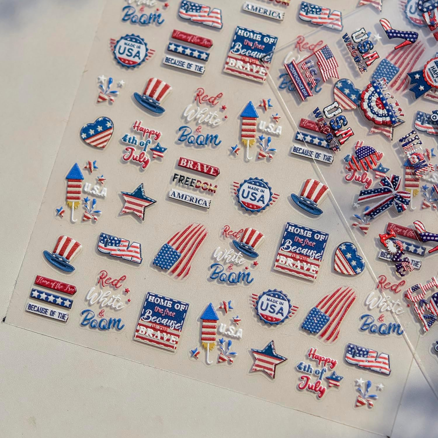 4th July American Flag 5D Self-Adhesive Nail Art Stickers for DIY Manicure Decoration - Image 4