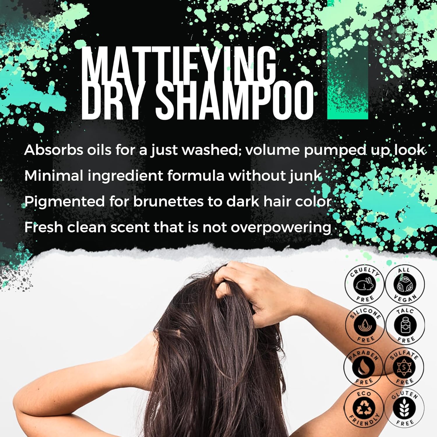 Baddie Brunette Dry Shampoo Powder Spray for Dark Hair 3.4 oz Non-Aerosol Travel Size - Image 4