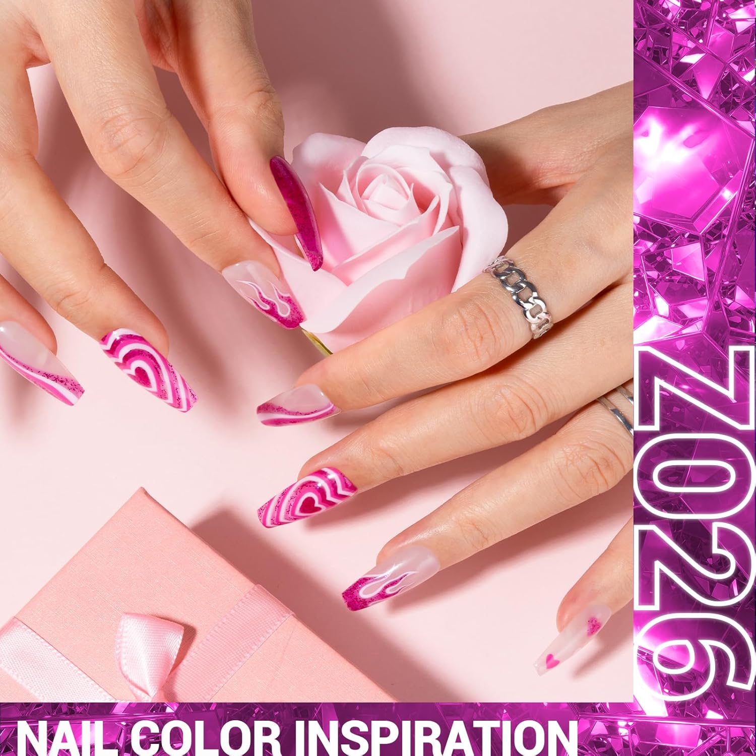 MelodySusie 0.5fl oz Hot Pink Glitter Gel Polish for Professional DIY Nail Art - Image 3