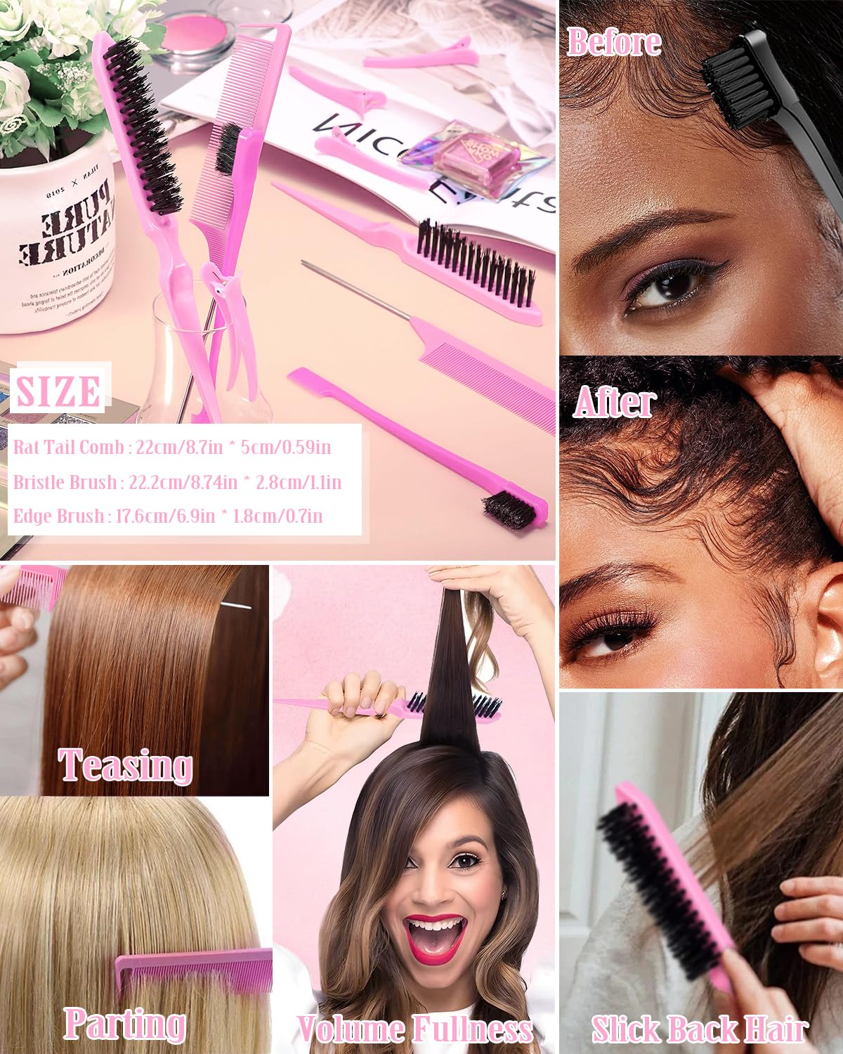 Flyaway Hair Wax Stick and Brush Set for Sleek Ponytails and Updos - Image 6