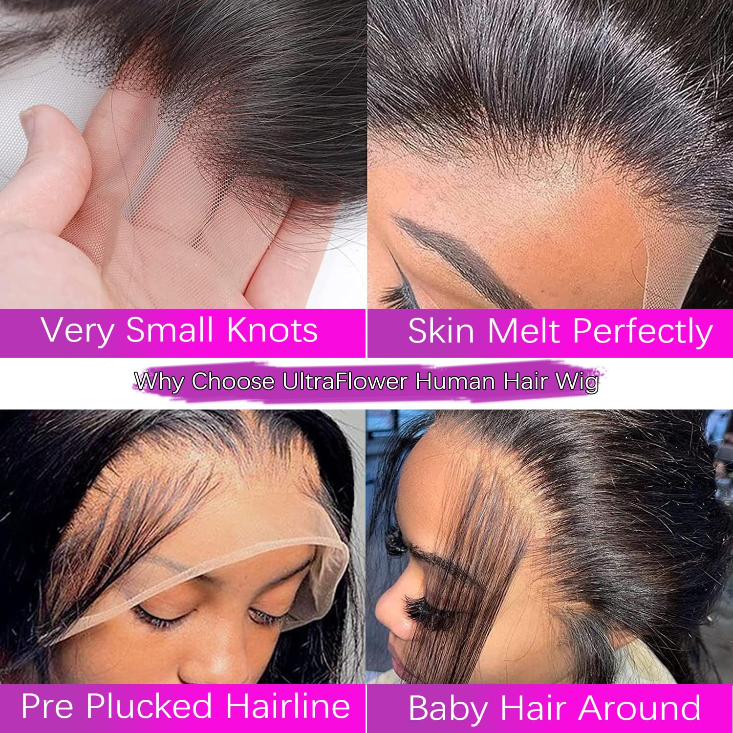 32 Inch 13x6 Body Wave Pre Plucked Natural Black Human Hair Lace Front Wig 200 Density - Image 3