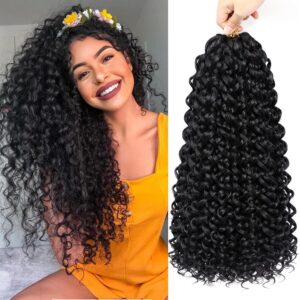 7 Packs Curly Crochet Hair for Black Women 18 Inch GOGO Curl Deep Ocean Water Wave Crochet Hair Synthetic Bohemian Beach Curl Crochet Braids Braiding Hair (18 inch, 1B)