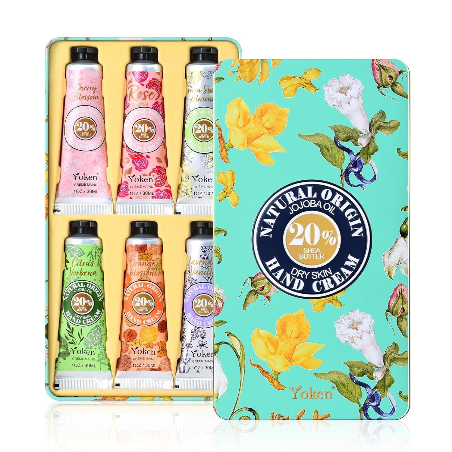 20% Shea Butter Hand Cream Gift Set, 6 Floral Scents, 1 OZ Tins - Image 7