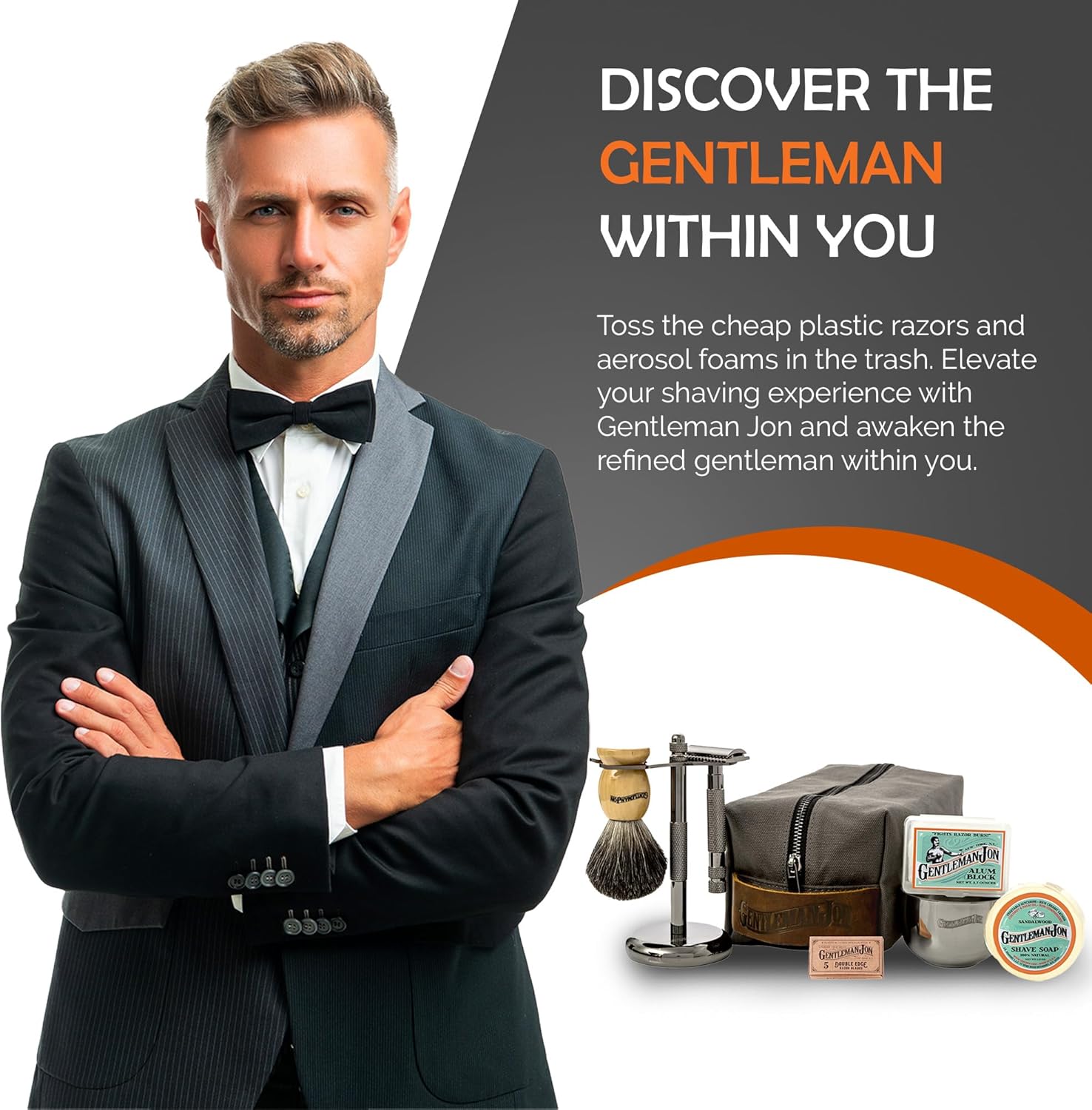 Deluxe Vintage Wet Shave Grooming Set for Men with Safety Razor, Brush, and Dopp Kit - Image 7