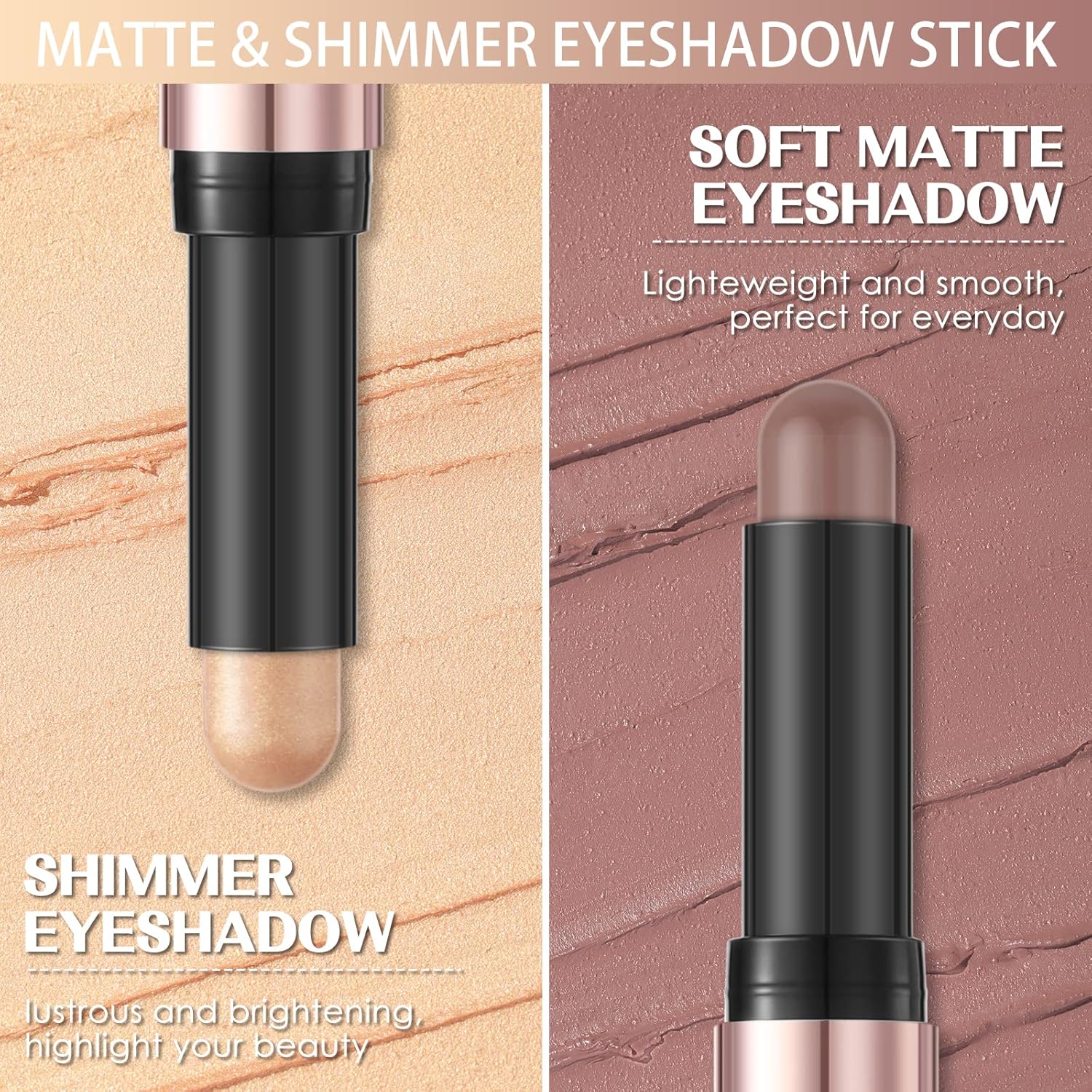 FOCALLURE 2-Piece Shimmer Matte Cream Eyeshadow Stick Set with Built-in Blending Brush - Image 5