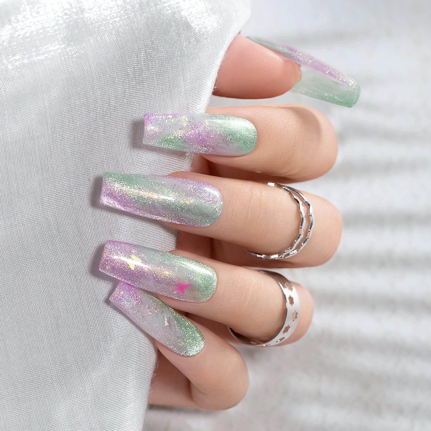 RARJSM 6-Color Aurora Mermaid Cat Eye Gel Polish Kit with Magnetic Stick - Image 4