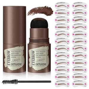 Eyebrow Stamp and Eyebrow Stencil Kit, Eye Brow Stencil Kit for Beginners 24 Reusable and Washable Eyebrow Shaping Kit, Brow Stencil and Stamp Kit Smudge-Proof & Long-Lasting (Dark Brown)