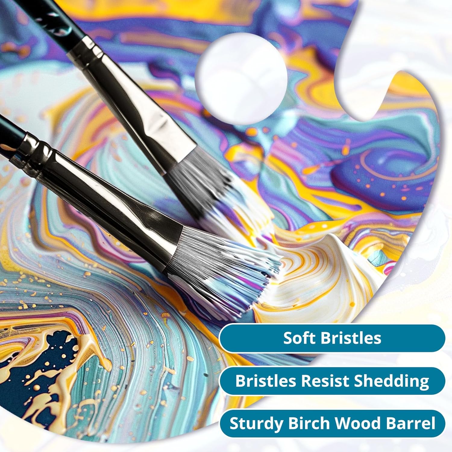 HTVRONT 25 Piece Acrylic Paint Brush Set with Canvas Case for Oil Watercolor - Image 3