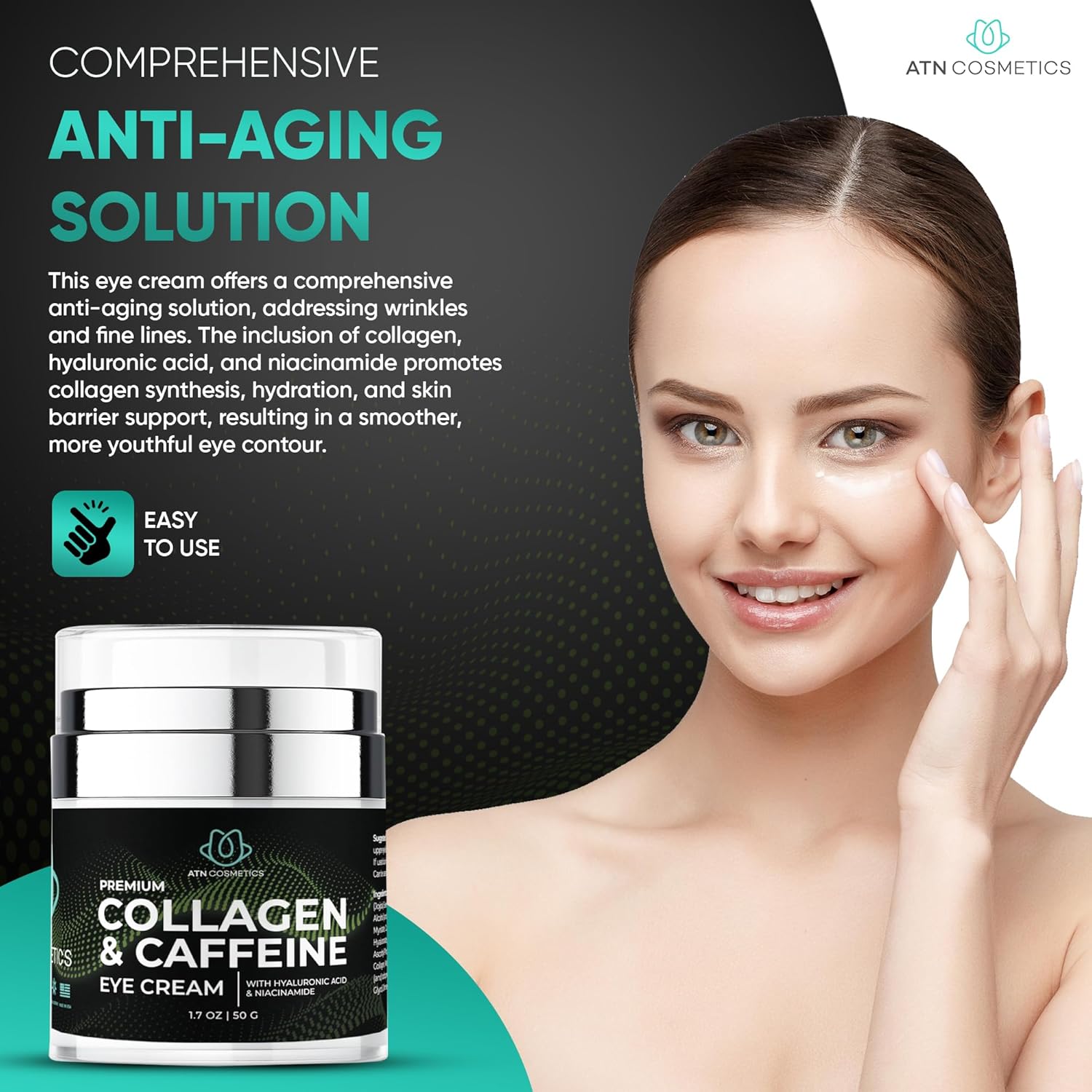 Caffeine Collagen Eye Cream for All Skin Types, Wrinkle and Puffiness Reduction, 1.7 oz - Image 7