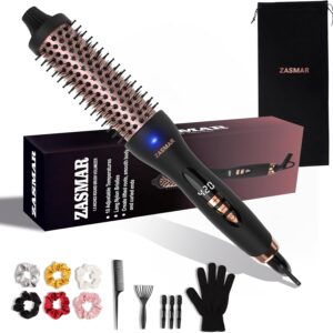 1.5″ Ceramic Thermal Brush with 10 Temperature Settings, Heated Round Brush for Blow Out Look, 30s Fast Curling Iron Dual Voltage, Quick & Easy to Use