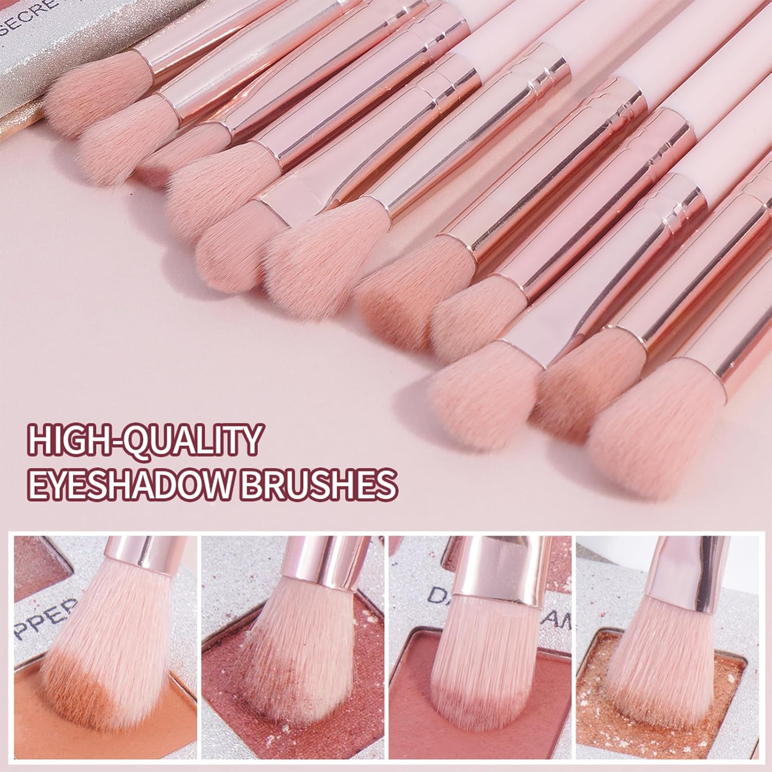 MAANGE 41 Piece Premium Synthetic Makeup Brush Set for Contour, Blush, Eyeshadow in Pink - Image 3
