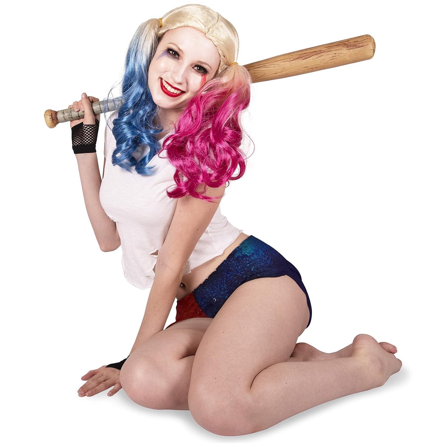 Harley Quinn Wig for Girls and Women - Pink and Blue Clown Costume Accessory - Image 4