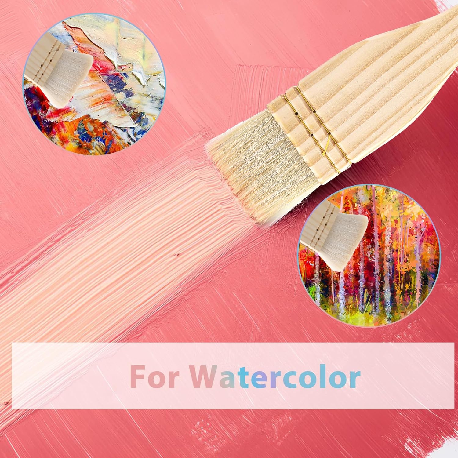 2PC Flat Hake Paint Brush Set for Watercolor, Sheep Hair, 1 Inch & 2 Inch - Image 7