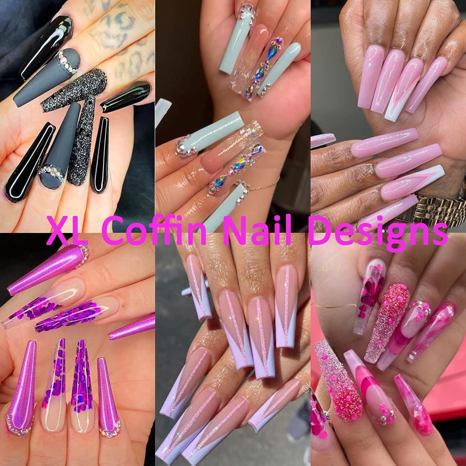LoveOurHome XL Ballerina Acrylic Nail Tips Full Cover 240 Piece Set 12 Sizes ABS - Image 2