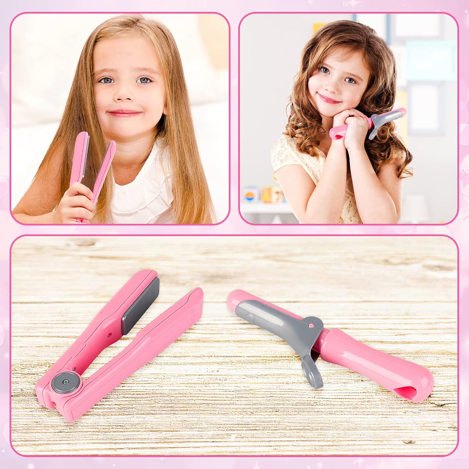 DeAO 10-Piece Girls' Hair Salon Toy Set with Working Toy Hairdryer and Accessories - Image 5