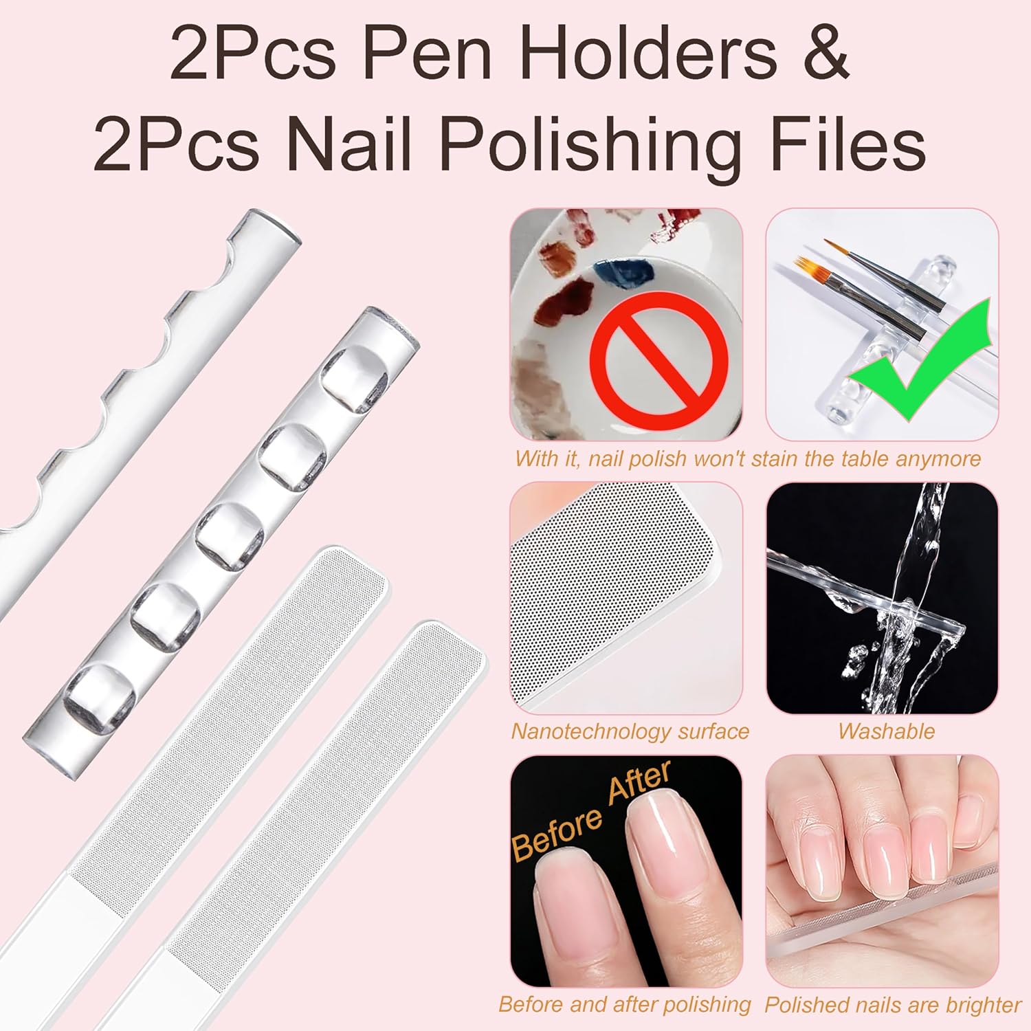 34 Piece Nail Art Brush Set for Professional Manicures with Design, Dotting, Drawing, and Polishing Tools - Image 6