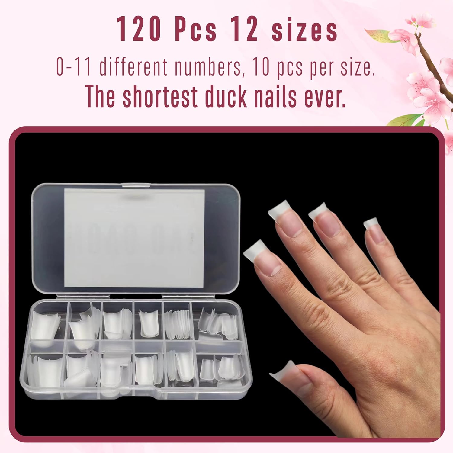 Duck Nail Tips Extra Short Full Cover Press On Nails 120 pcs 12 Sizes - Image 3