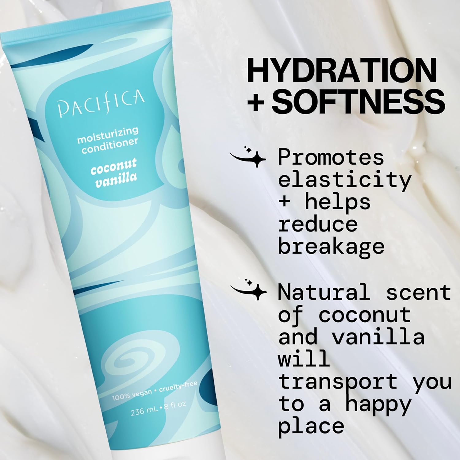 Pacifica Coconut Vanilla 8 fl oz Vegan Hair Conditioner for Dry Damaged Hair - Image 5