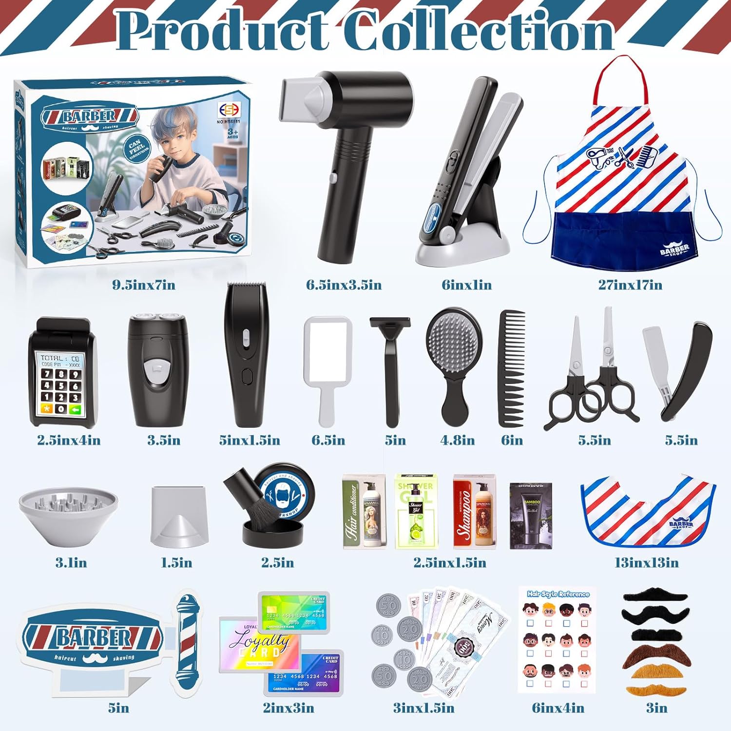 G.C 52-Piece Kids Hair Salon Toy Set for Pretend Play with Hairdryer and Accessories - Image 4
