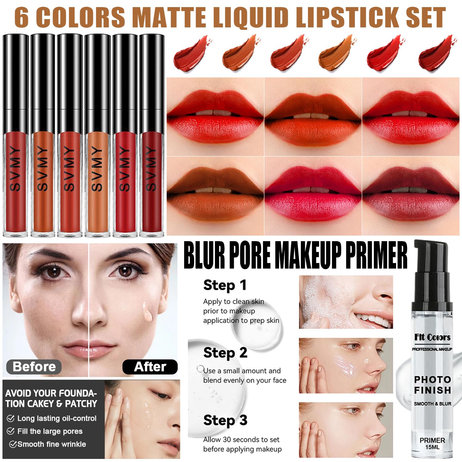 All-in-One Makeup Kit with 12 Eyeshadows, Foundation, Lipsticks, Mascara, and More - New - Image 4