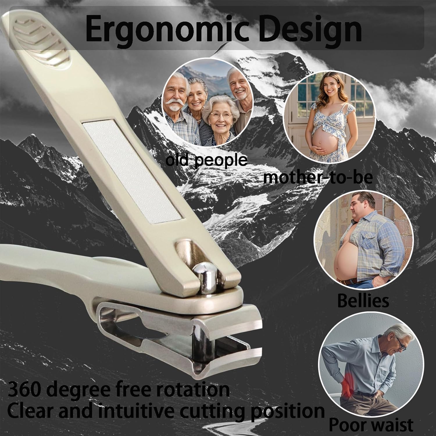 360° Rotating Toenail Clippers, Long Handle, Ergonomic Grip, Adult & Senior Use - Image 2