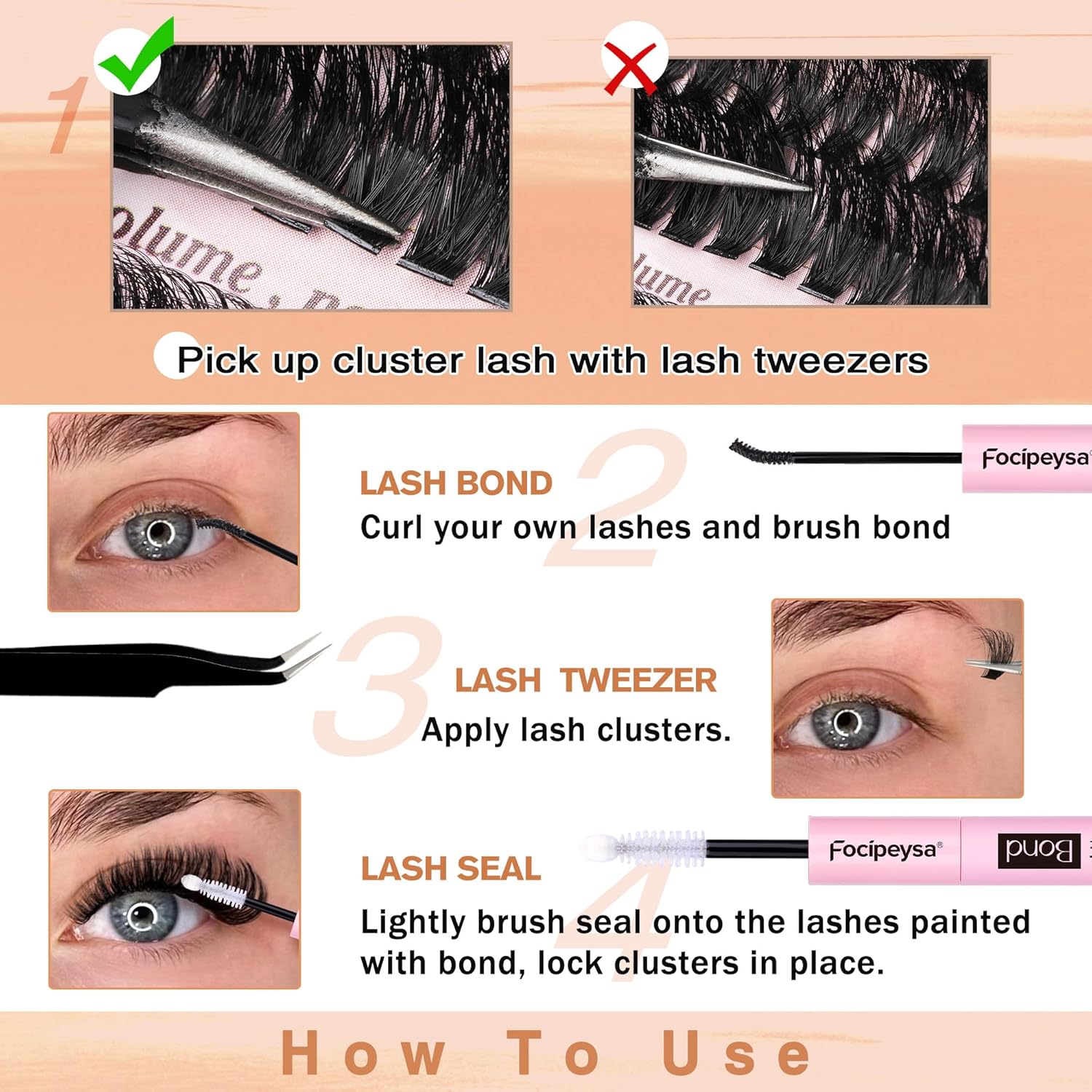 Focipeysa Full Volume Lash Extension Kit, D-Curl 12-18mm, with Bond and Seal - Image 8