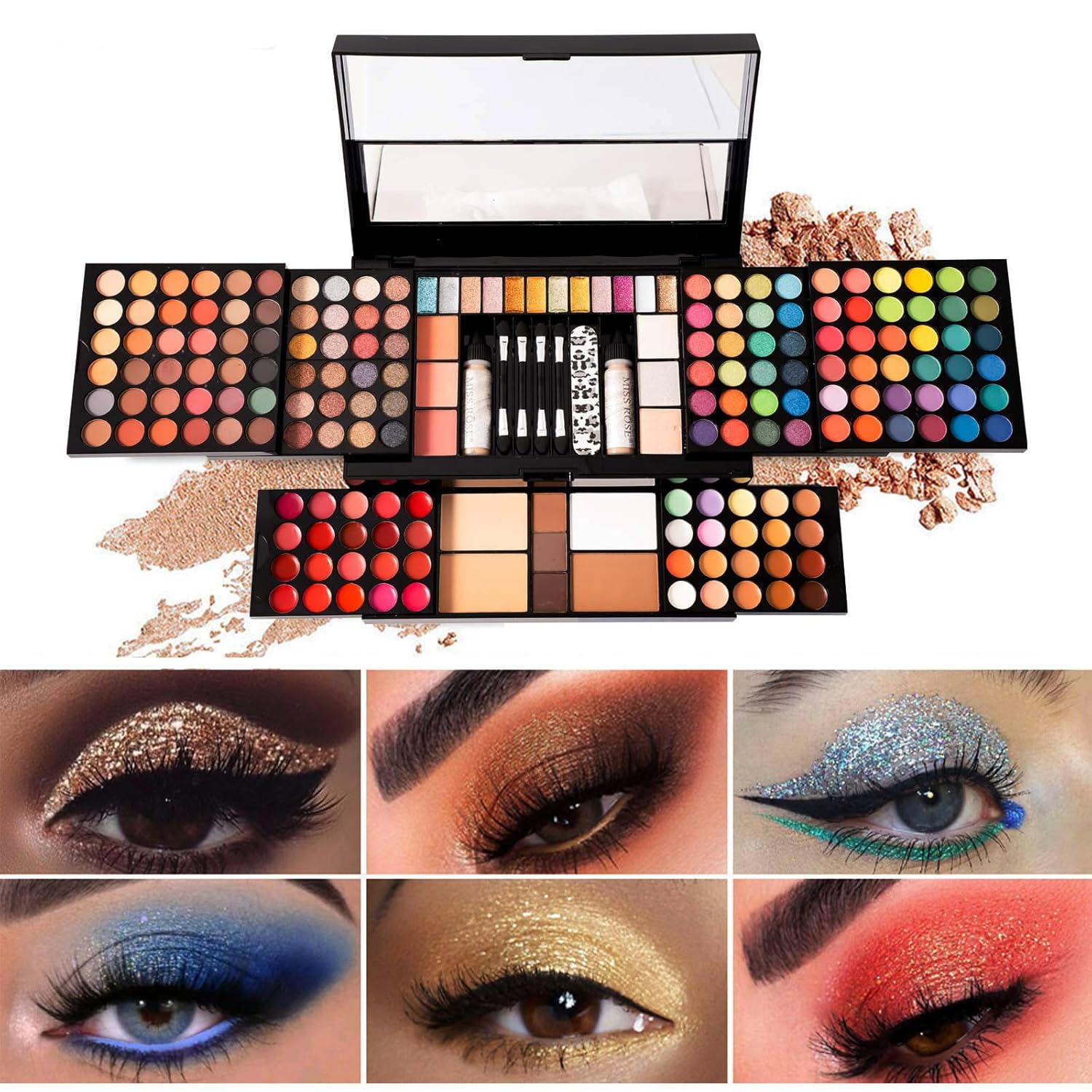 M 187 Colors 32 Shade Professional Makeup Palette All-in-One Kit with Accessories - Image 7